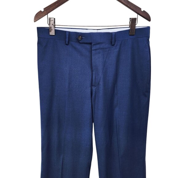 Ralph Lauren Mens Blue Wool Blend Trousers 34 x 32 Flat Front Button Closure‎ - Picture 4 of 10